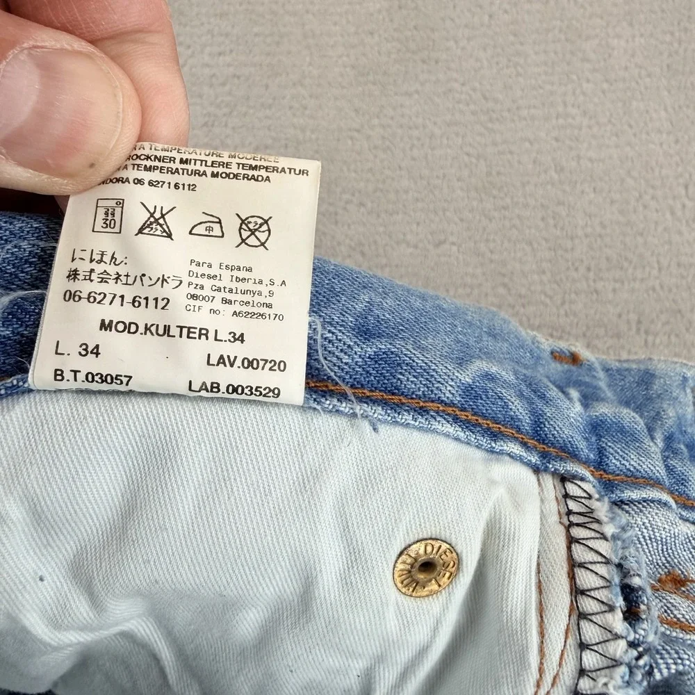 Diesel Kulter Straight Leg Jeans in Blue Men 30x34 Button Fly Made in‎ Italy